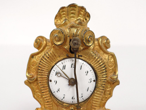Clock Cartel Miniature Louis XV Bronze Gilt Cow's-tail 19th century