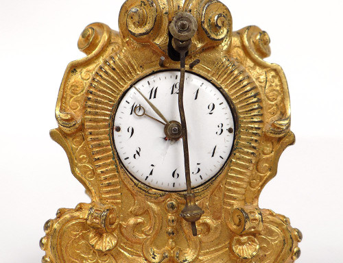 Clock Cartel Miniature Louis XV Bronze Gilt Cow's-tail 19th century