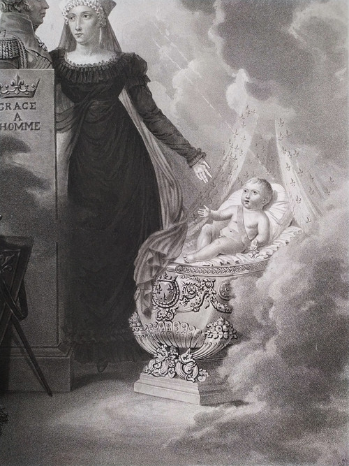 Duchess De Berry Duc De Bordeaux  Chambord Historical Engraving 19th C Etching Old Print