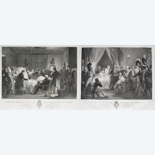 Duc De Berry Duca Di Bordeaux Conte Di Chambord Coppia Di Incisioni Storiche