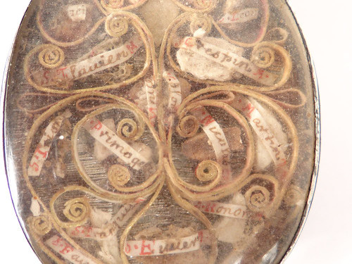 Reliquary Double Medallion 4 Faces Silver Saints Paperolle Virgin XVIIIth century