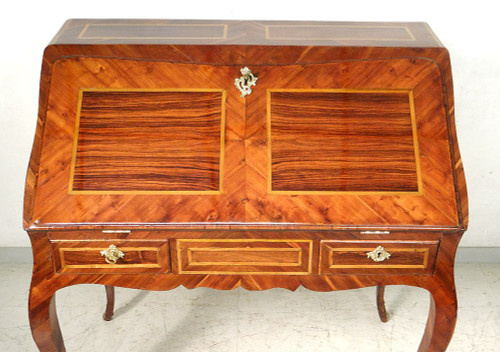 Louis XV Sloping Desk Rosewood Marquetry Rosewood Bronze XVIIIth