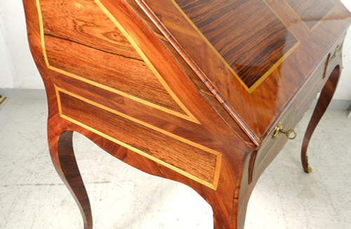 Louis XV Sloping Desk Rosewood Marquetry Rosewood Bronze XVIIIth