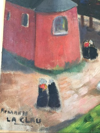 « L’église Rouge ». Huile Sur Toile. Armando Laclau. Vers 1915.