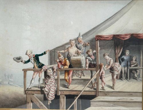 C. Esteban - Scuola spagnola del XIX secolo - Clown e saltimbanchi, 1880 circa