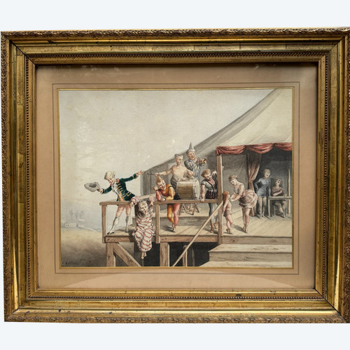 C. Esteban - Scuola spagnola del XIX secolo - Clown e saltimbanchi, 1880 circa
