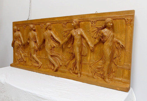 Sculpture Haut-Relief en Plâtre, « Danseuses de Borghèse » – XIXe