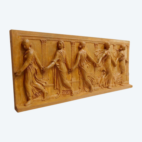 Sculpture Haut-Relief en Plâtre, « Danseuses de Borghèse » – XIXe