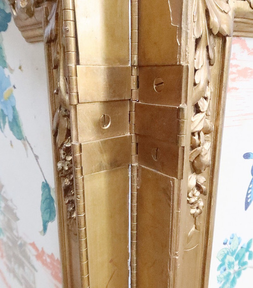 Paravent en Soie et Bois Doré, style Louis XV et décors Asiatiques – 2ème partie XIXe