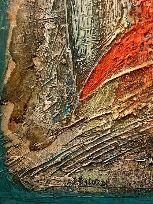 Louis Donnet Dit L.D. BJORN (1907-1989), Tableau Composition Abstraite Des Années 1950.