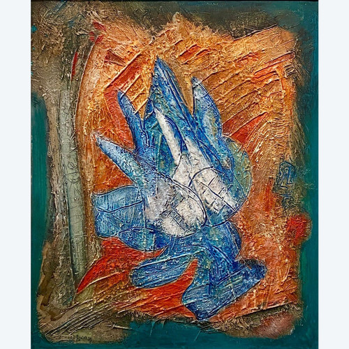 Louis Donnet Dit L.D. BJORN (1907-1989), Tableau Composition Abstraite Des Années 1950.