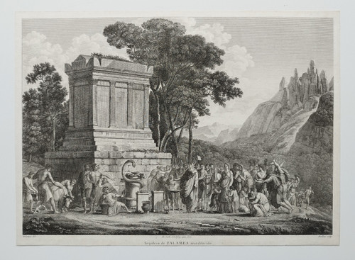 Gravure Mythologie Tombeau De Zalamea Restaurée 19ème Joseph Perdoux