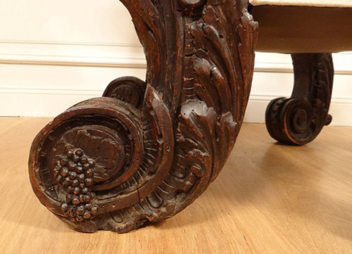 Pair of Large Carved Wood Armchairs Italy Venice Baroque Grape Vine 19th