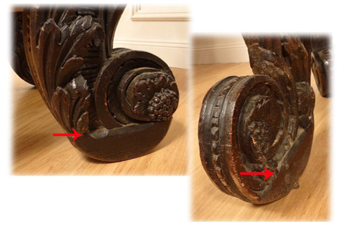 Pair of Large Carved Wood Armchairs Italy Venice Baroque Grape Vine 19th