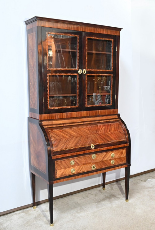 Exceptionnel Bureau Cylindre Vitrine en Bois Précieux – Fin XVIIIe