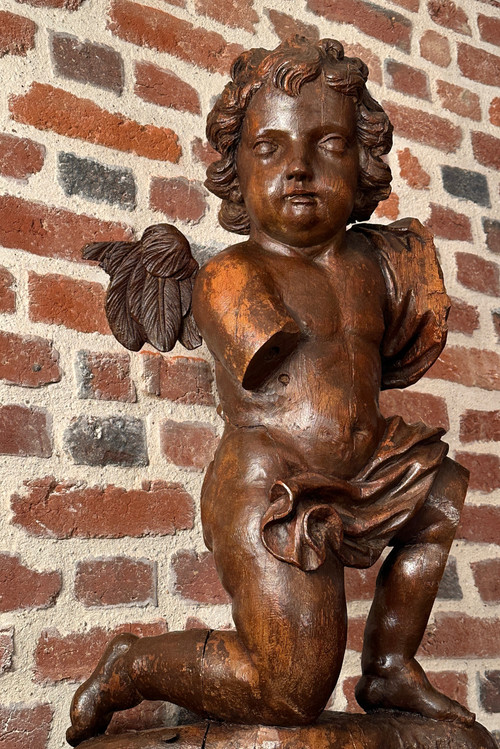 Ange Angelot Putti En Bois Sculpté Epoque XVIIIème