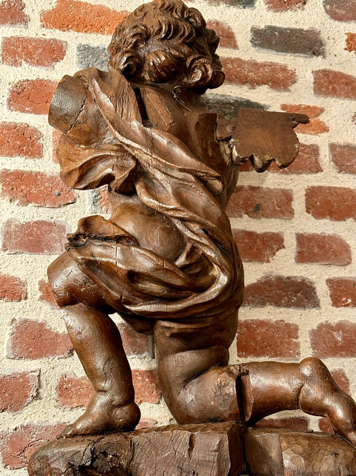 Ange Angelot Putti En Bois Sculpté Epoque XVIIIème