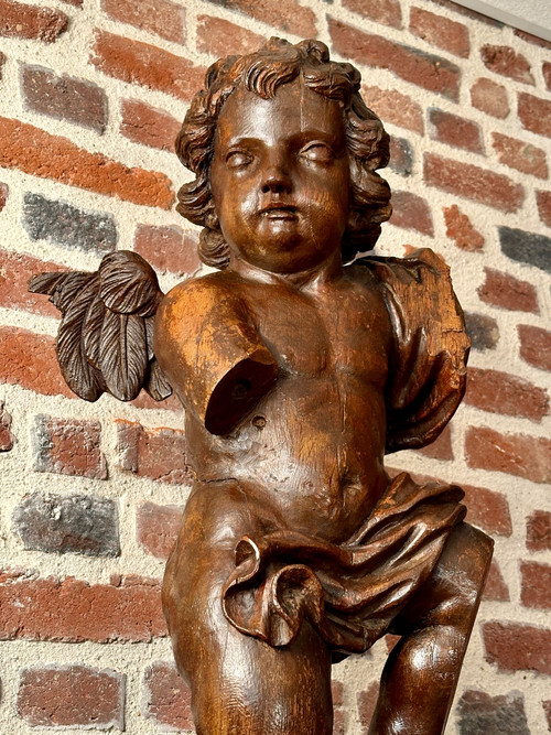 Ange Angelot Putti En Bois Sculpté Epoque XVIIIème
