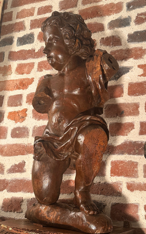 Ange Angelot Putti En Bois Sculpté Epoque XVIIIème