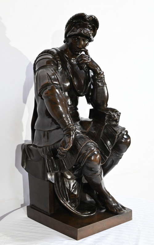 Bronze « Laurent de Médicis » d’après Michel Ange, école du XIXe – Milieu XIXe