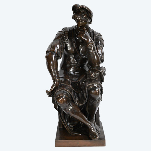 Bronze « Laurent de Médicis » d’après Michel Ange, école du XIXe – Milieu XIXe