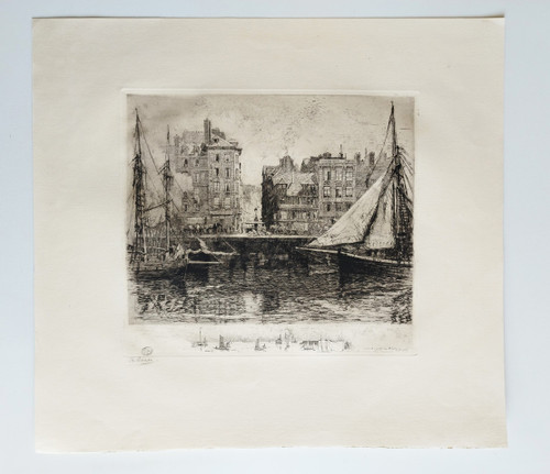 Le Havre Gravur Radierung von Charles Jouas