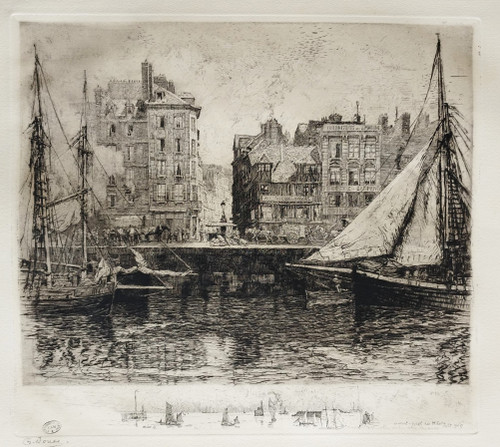 Le Havre Gravur Radierung von Charles Jouas