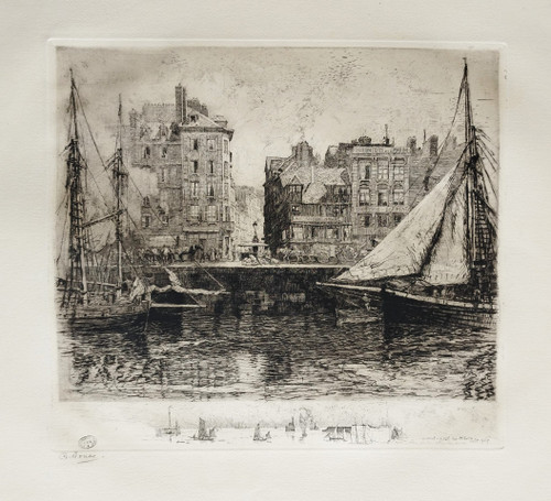 Le Havre Gravur Radierung von Charles Jouas
