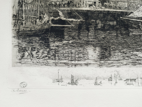 Le Havre Gravur Radierung von Charles Jouas