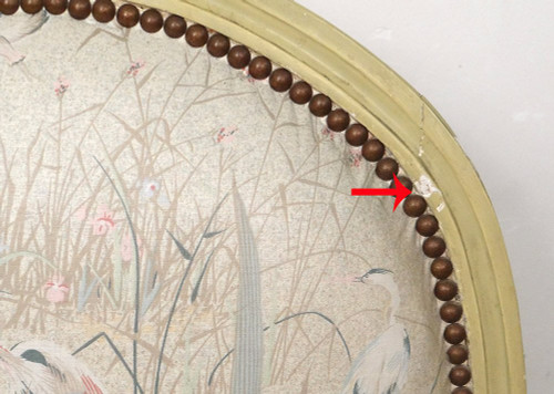 Paire Fauteuils Louis XVI à La Reine Dossier Médaillon Bois Laqué XVIIIème