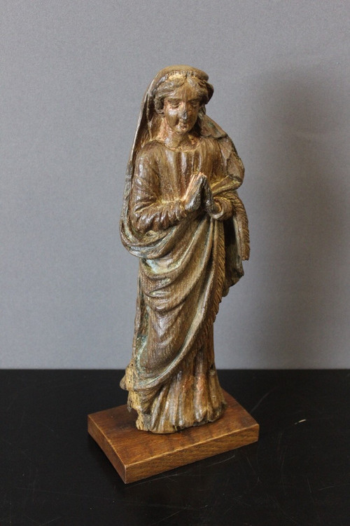 Sculpture De Sainte Catherine d'Alexandrie En Chêne XVIII
