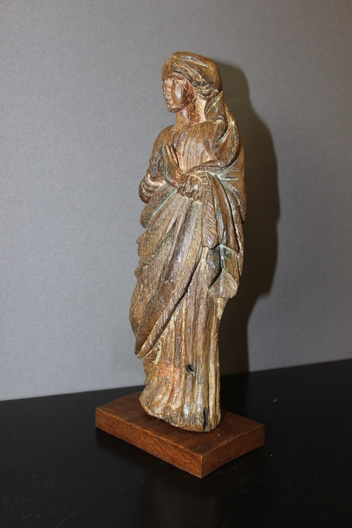 Sculpture De Sainte Catherine d'Alexandrie En Chêne XVIII