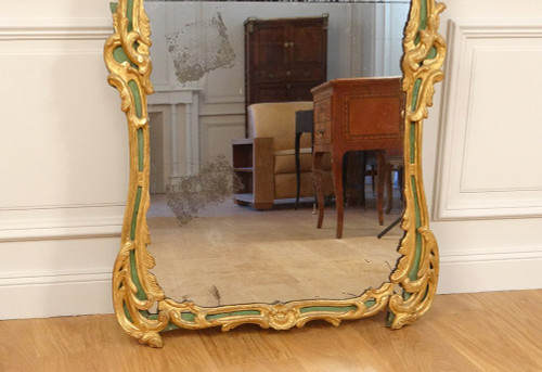 Large Regency Mirror Carved Wood Polychrome Gilt Shells Ice XVIII