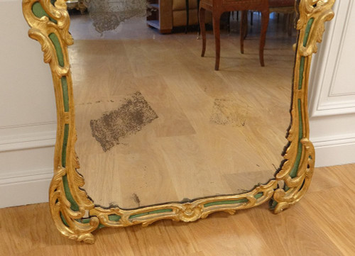 Large Regency Mirror Carved Wood Polychrome Gilt Shells Ice XVIII