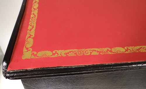 Table à écrire à écran Louis XV Bois Laqué Noir Cuir Rouge XIXème Siècle