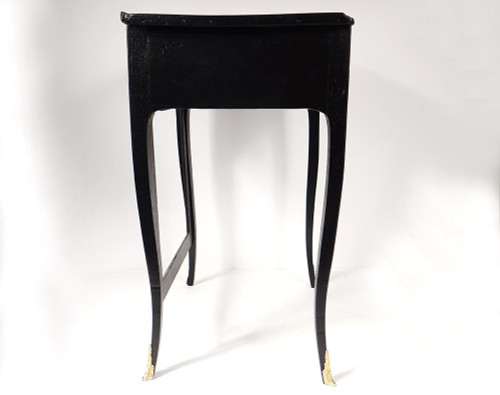 Table à écrire à écran Louis XV Bois Laqué Noir Cuir Rouge XIXème Siècle