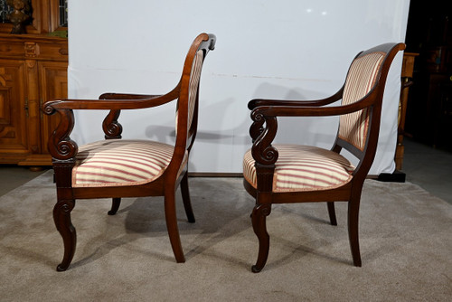 Coppia di Poltrone in Massello di Mogano Cubano, Periodo Restauro – Inizio XIX Secolo