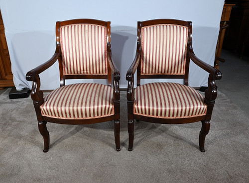 Coppia di Poltrone in Massello di Mogano Cubano, Periodo Restauro – Inizio XIX Secolo
