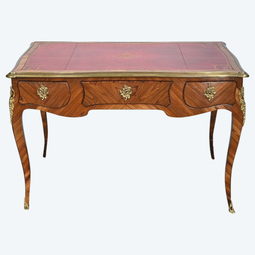 Bureau de Milieu en Bois Précieux, style Louis XV – Début XXe