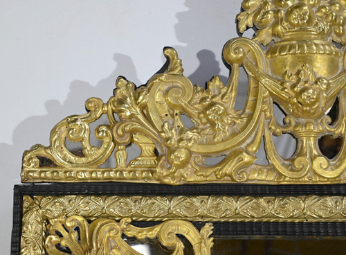 Specchio perlato in ottone, periodo Napoleone III – metà del XIX secolo