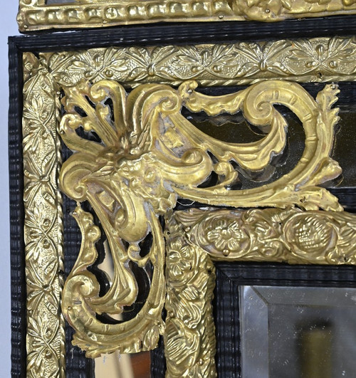 Specchio perlato in ottone, periodo Napoleone III – metà del XIX secolo