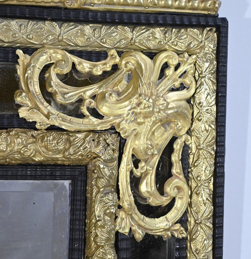 Specchio perlato in ottone, periodo Napoleone III – metà del XIX secolo