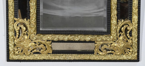 Specchio perlato in ottone, periodo Napoleone III – metà del XIX secolo