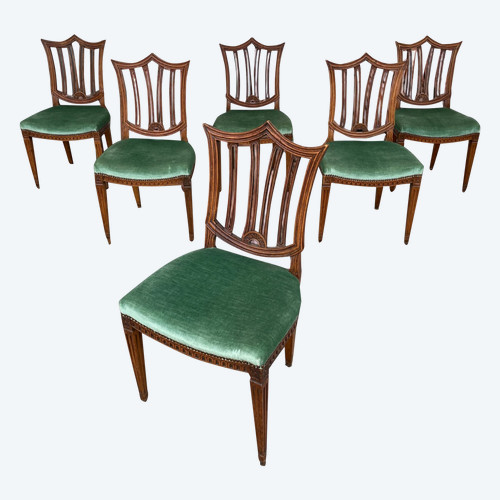 Set of 6 Louis XVI chairs, late 18th/early 19th century