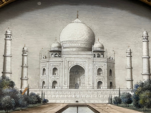 Miniature - View Of The Taj Mahal Agra In India Late 19th Century
