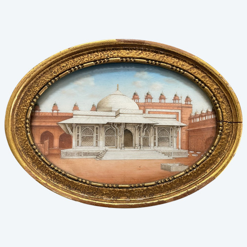 Miniature - View of the Salim Chishti Mausoleum in India Late 19th century