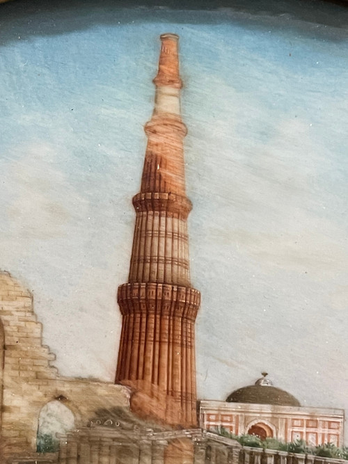 Miniature - Vue Du Qutb Minar Delhi En Inde Fin 19ème
