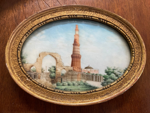 Miniature - Vue Du Qutb Minar Delhi En Inde Fin 19ème