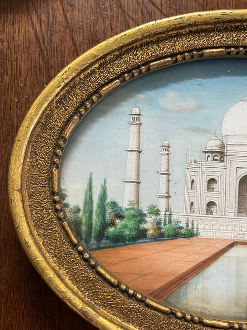 Miniature - View Of The Taj Mahal Agra In India Late 19th Century