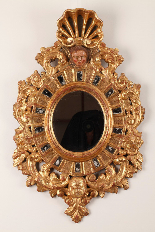 Paire de miroirs en bois doré de style vénitien 